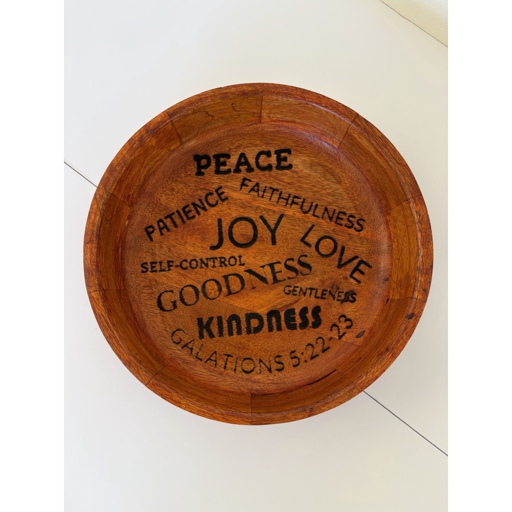 Fruits‎ of The Spirit Wood Bowl Hand Crafted WoodBurned Bowl
